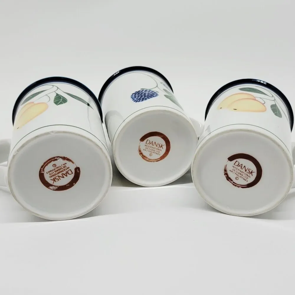 Dansk Berries Set Of 3 Mugs Consisting Of 2 Peach And 1 Blackberry VGC